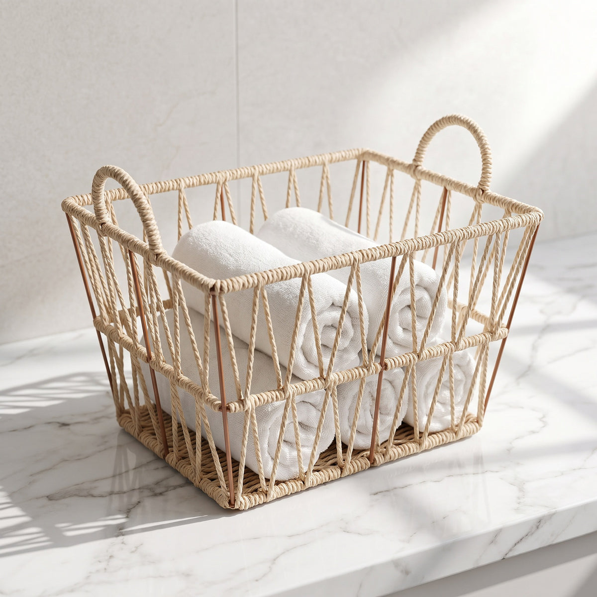 Eleganter Badezimmer Aufbewahrungskorb aus Naturmaterial Brehn