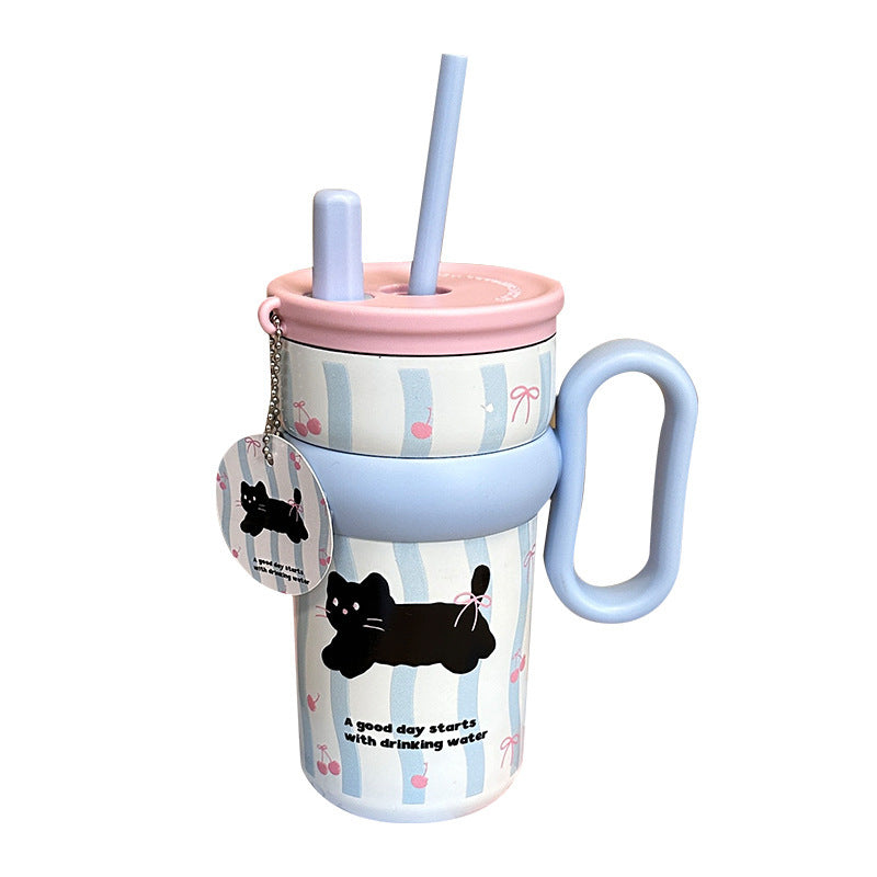 Damen Kinder-Trinkbecher mit integriertem Strohhalm und verspieltem Design Brehn