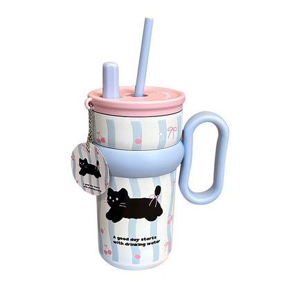 Damen Kinder-Trinkbecher mit integriertem Strohhalm und verspieltem Design Brehn
