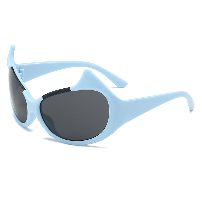 Damen extravagante modische Sonnenbrille mit markanten geschwungenen Rahmen Brehn