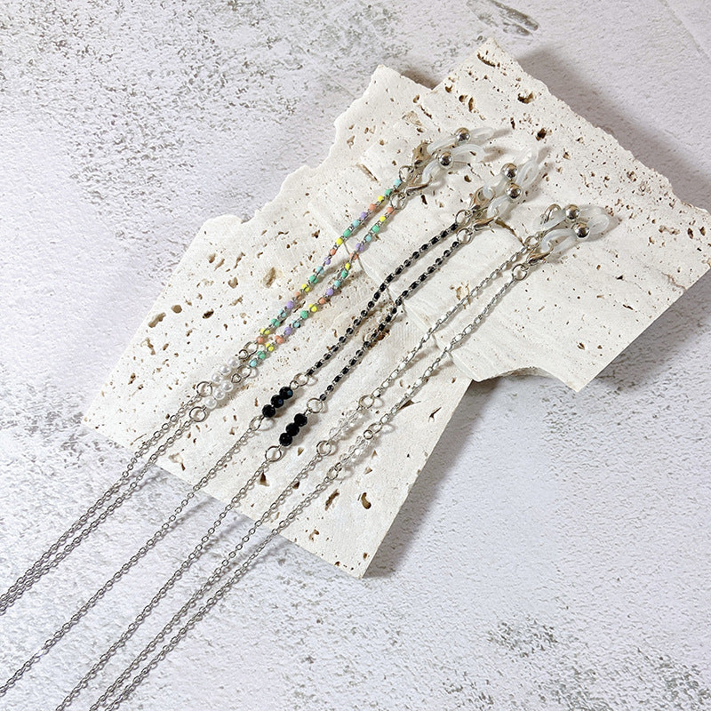 Elegante Brillenhalterkette mit Schwarzen Perlen Brehn