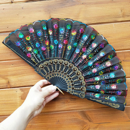 Damen hochwertiger Spitzenfächer mit kunstvollen floralen Motiven Brehn