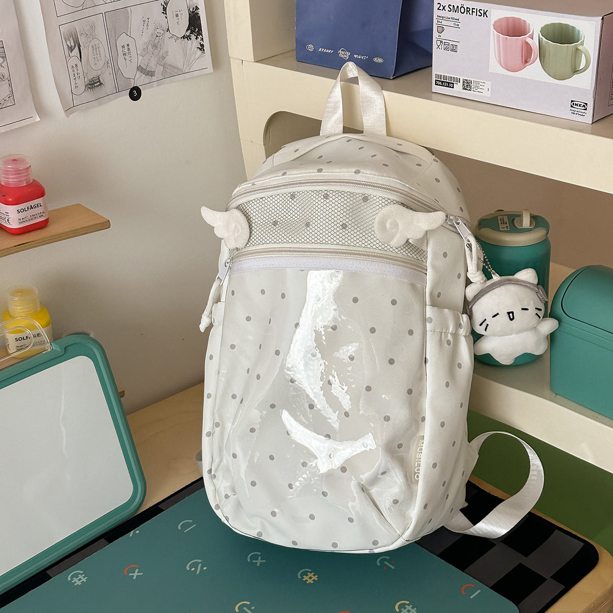 Transparenter Punktmuster-Rucksack Brehn