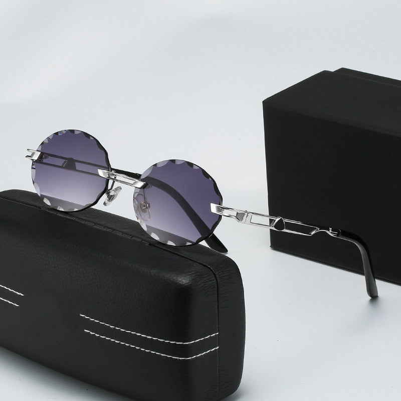 Damen runde Sonnenbrille mit einzigartigem Wellendesign und hochwertigem Metallrahmen Brehn