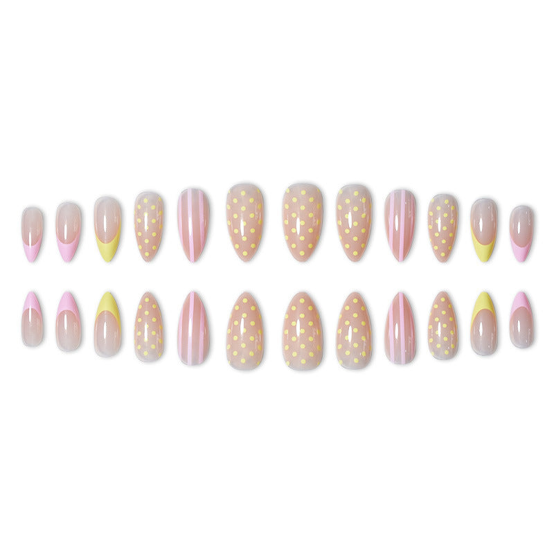 Künstlerisches Press-On-Nagelset mit Punkten und Ombre-Design Brehn