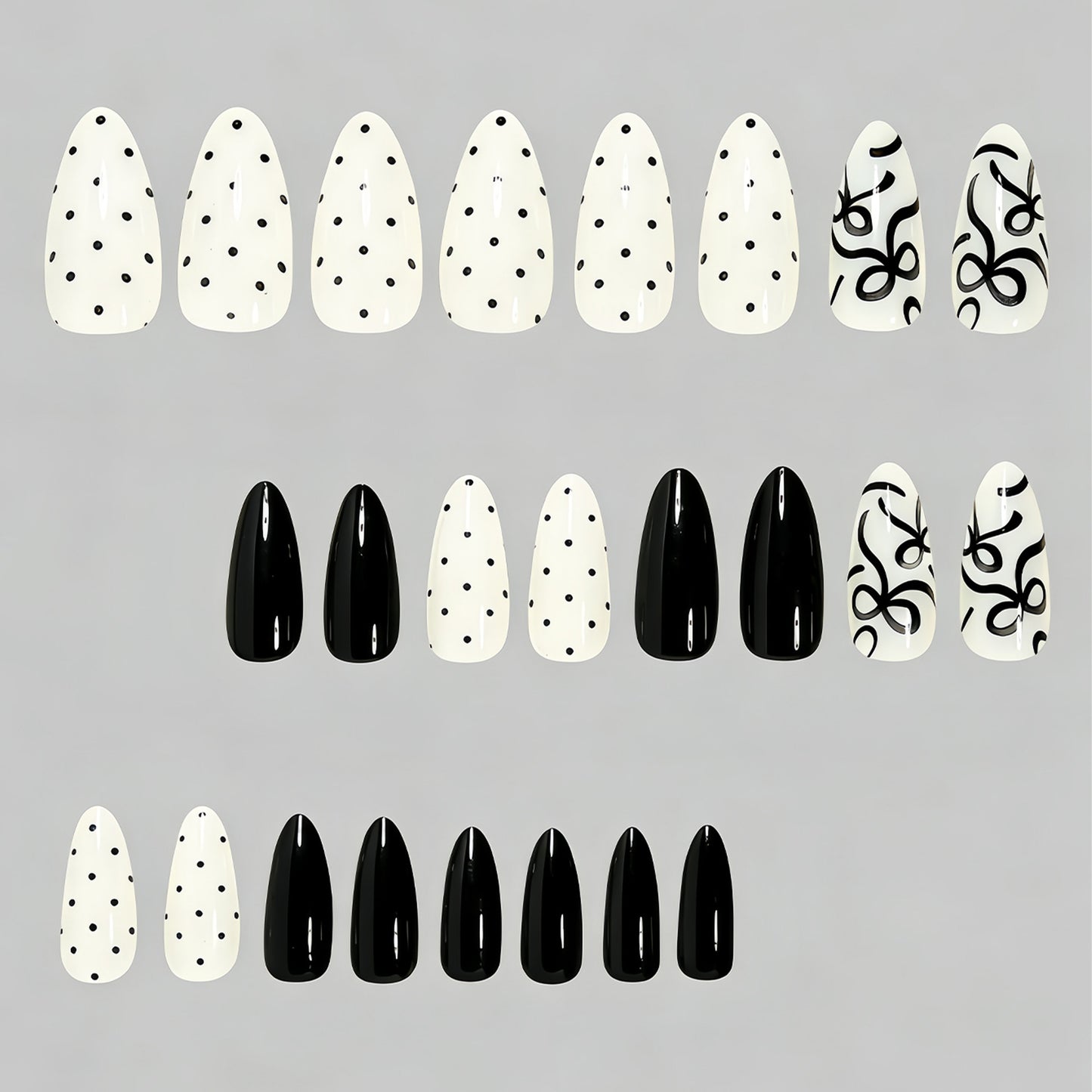 Künstlerisches Press-On-Nagelset mit Schleifen-Designs Brehn