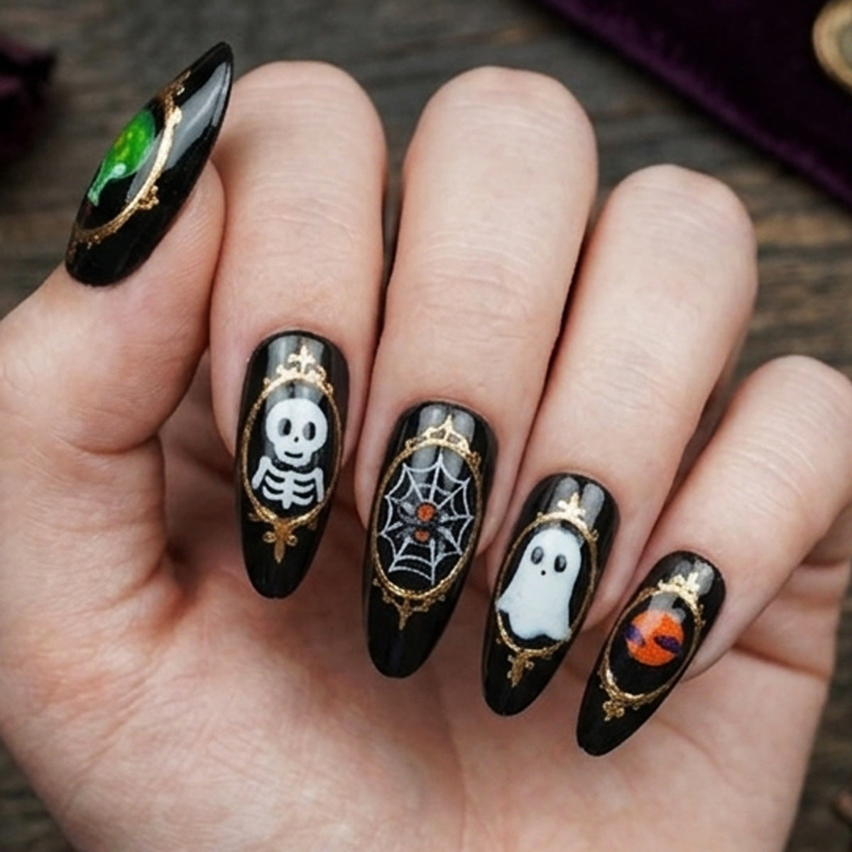 Halloween-Themen Press-On Nagelkunst Set