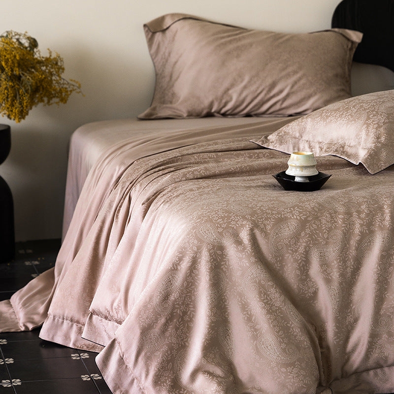 Fein-Jacquard Satin-Bettbezuggarnitur mit Ton-in-Ton-Muster und verdecktem Reißverschluss