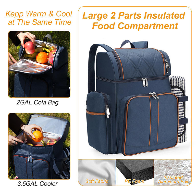 Gourmet Picknick Rucksack mit Geschirr und Kühlfach Brehn
