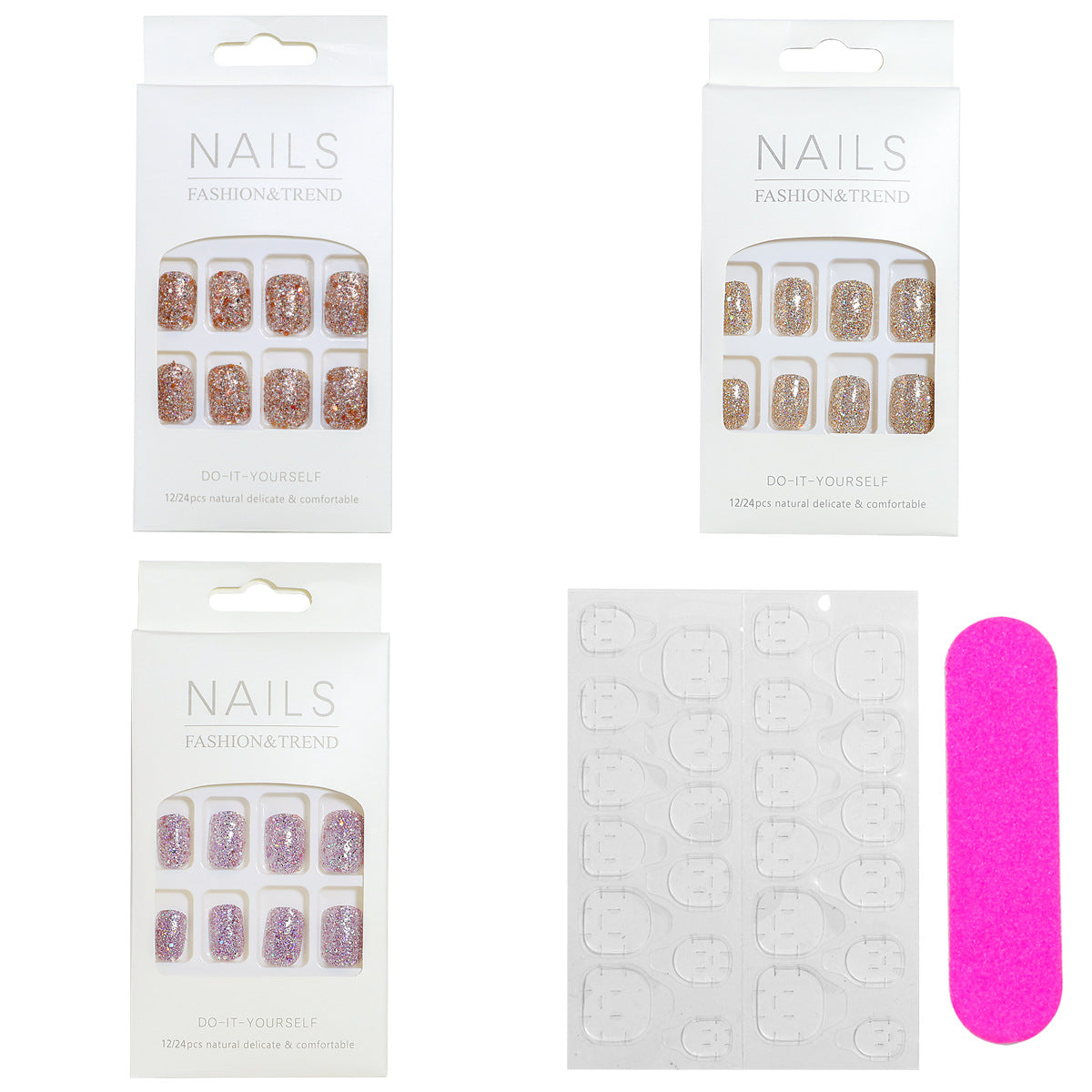 DIY Glitzer Effekt Press-On Nagel Set Brehn