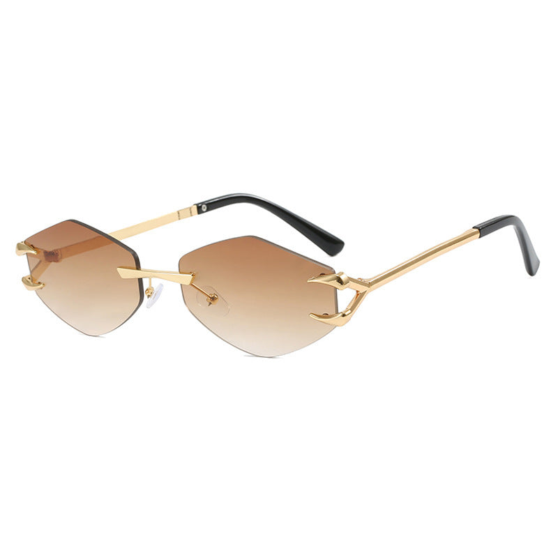 Damen geometrische Designer-Sonnenbrille mit herausragendem Metallrahmen Brehn