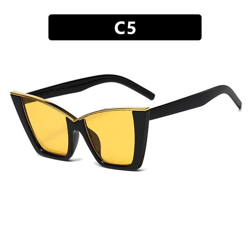 Damen extravagante Sonnenbrille mit einzigartigem Design und goldenen Akzenten Brehn