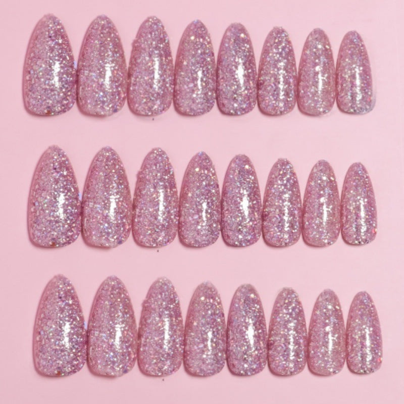 Glitzerndes mandelförmiges Press-On-Nagelset Brehn