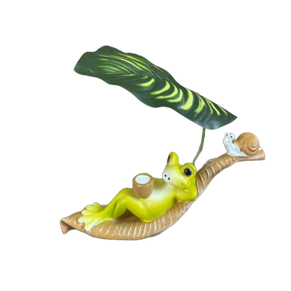 Lustige Froschfigur mit Blatt Deko Brehn
