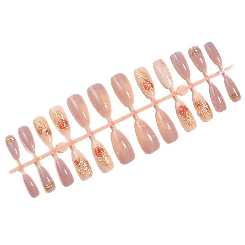 Florale Verzierte Press-On-Nagel-Set Brehn