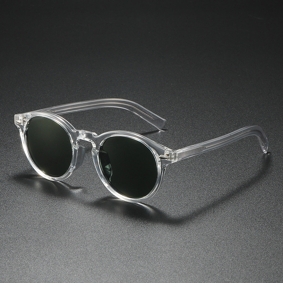 Damen Rund-Sonnenbrille mit transparentem Rahmen und reflektierenden Gläsern Brehn