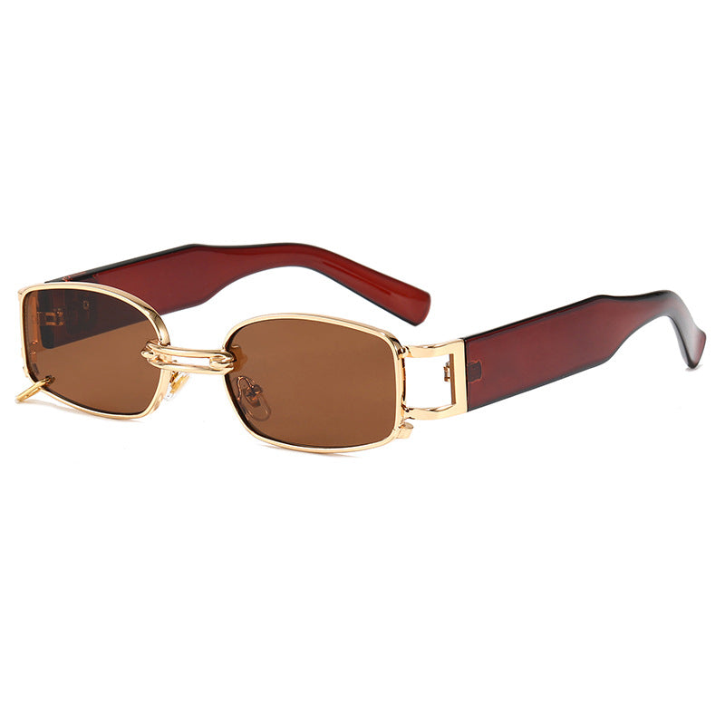 Damen modische rechteckige Sonnenbrille mit exklusivem Metallrahmen Brehn