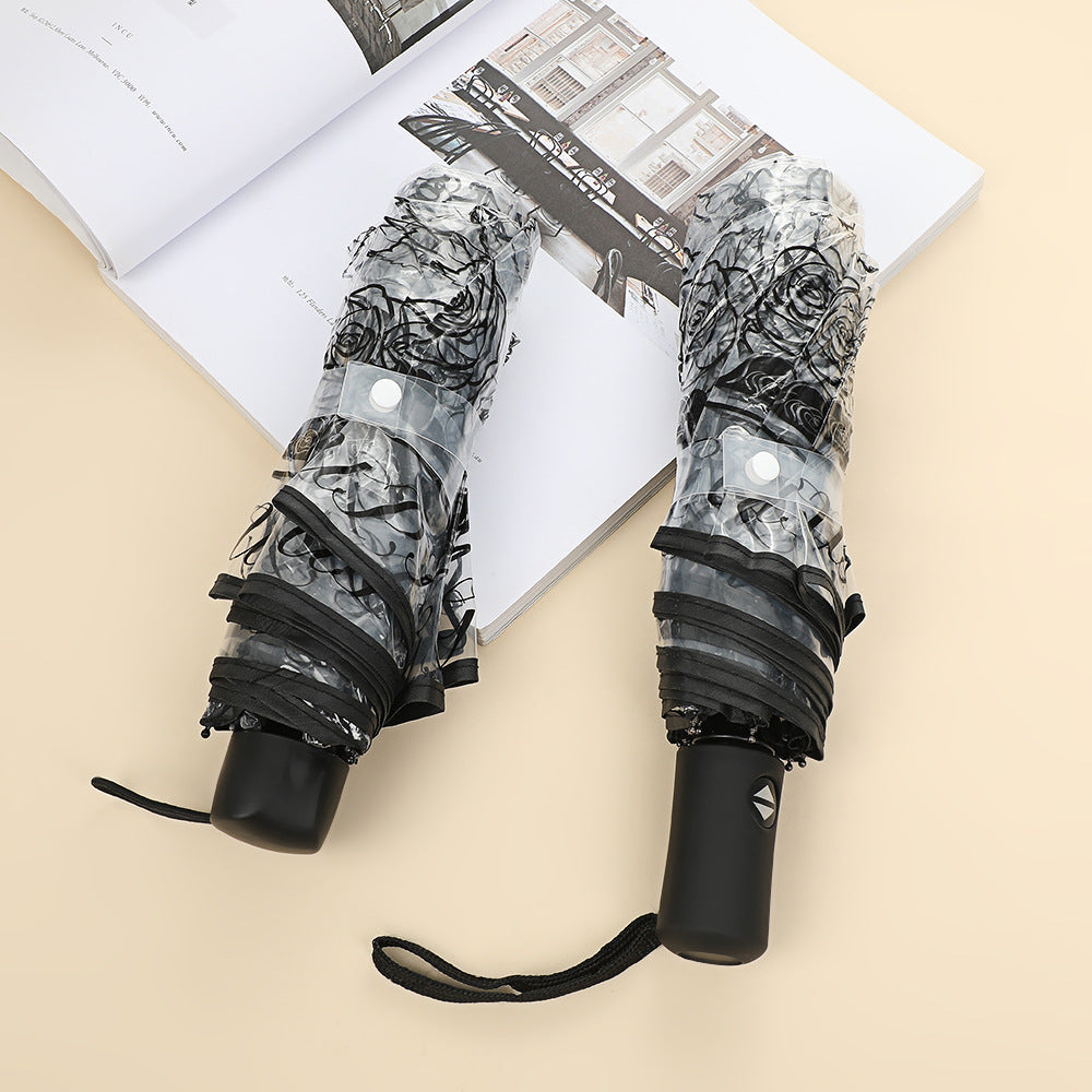 Damen eleganter durchsichtiger Regenschirm mit romantischem Design Brehn