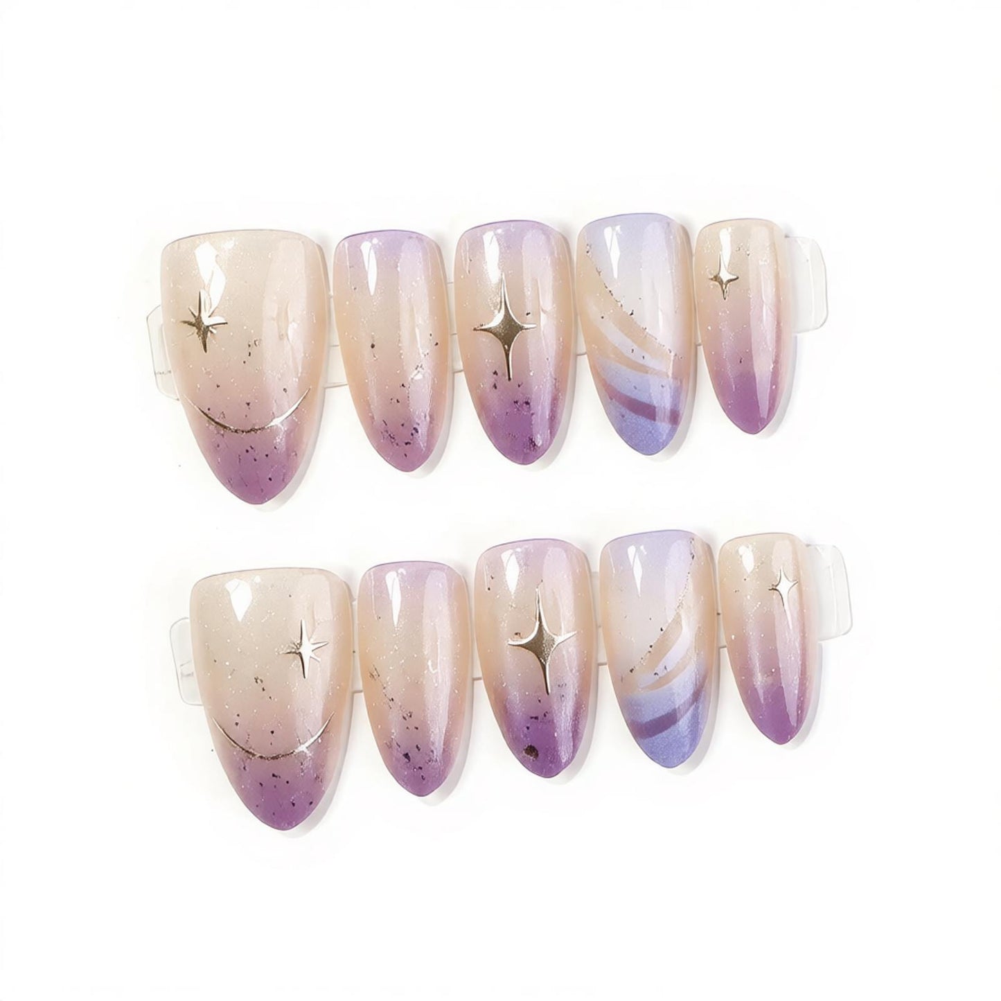 Künstlerisches Ombre Press-On Nagelset Brehn