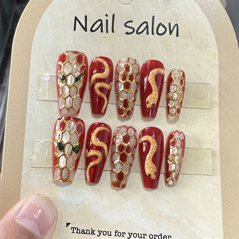 Künstlerisches Schlangendesign Press-On Nagelset Brehn