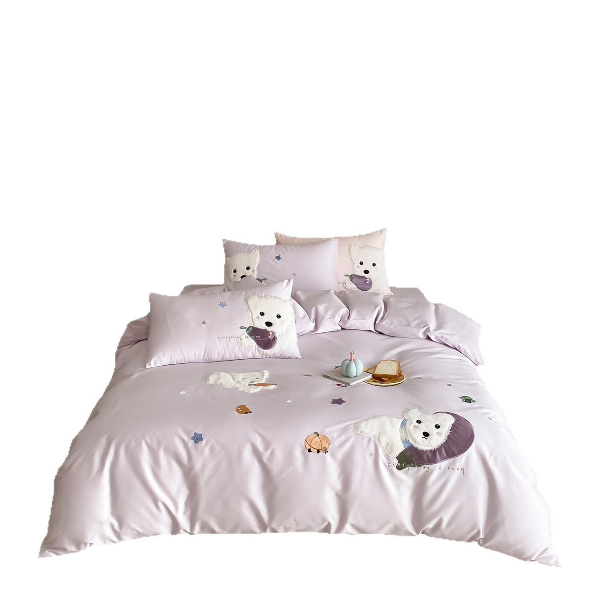 Plüsch Applikation Welpe Satin-Feeling Bettbezug Set