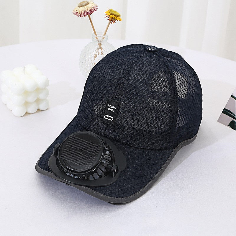 Solarbetriebenes Fan-Cap mit integriertem Ventilator und atmungsaktivem Mesh Brehn