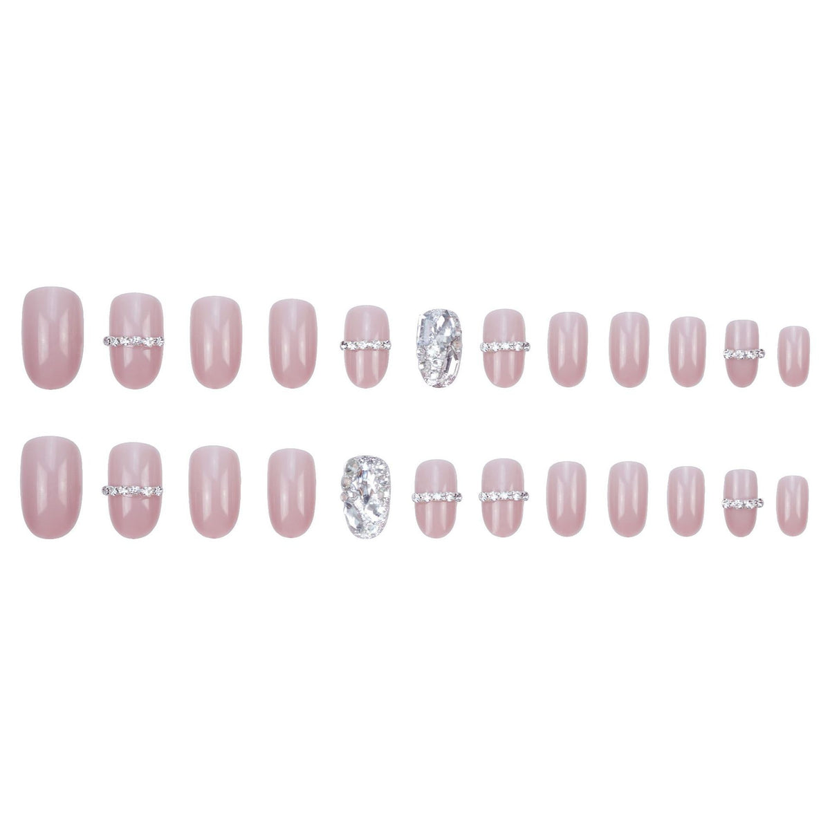 Glamouröse Strass-geprägte Press-On Nagelset Brehn