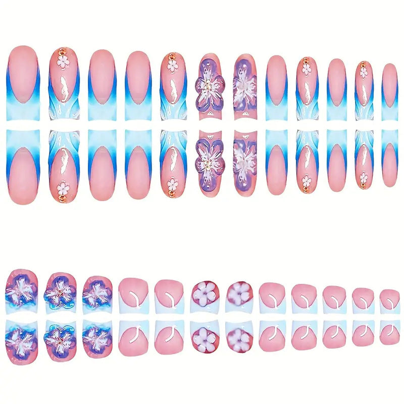 Blumeninspiriertes Press-On Nageldesign Brehn