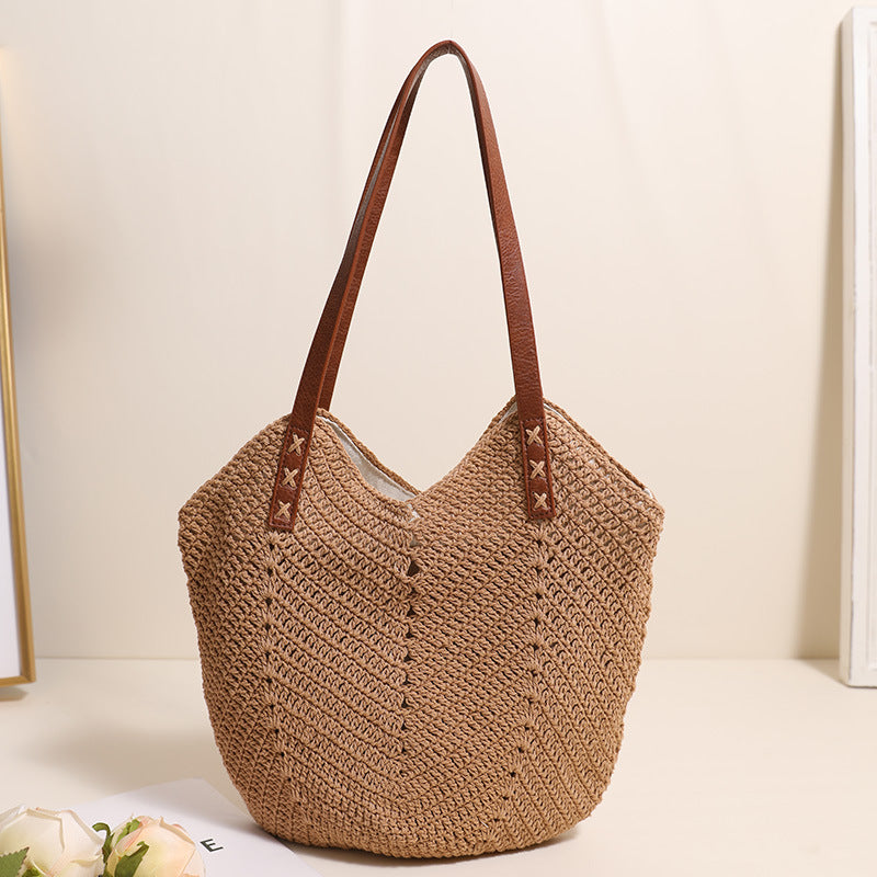 Handgefertigte Basttasche mit Robusten Ledergriffen Brehn
