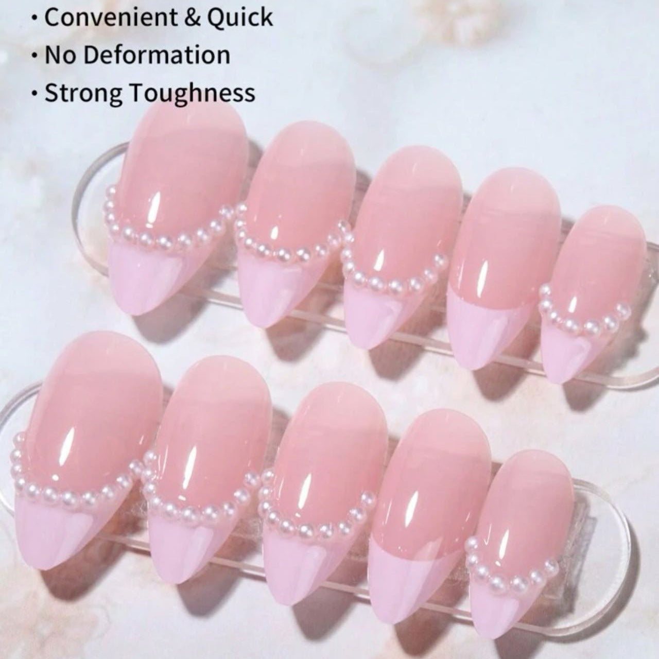 Kunstnagelset mit elegantem Perlendesign Brehn