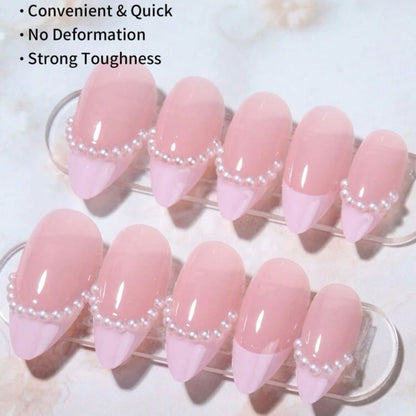 Kunstnagelset mit elegantem Perlendesign Brehn