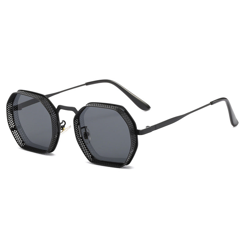 Damen Sonnenbrille mit einzigartigem oktagonalem Metallrahmen Brehn