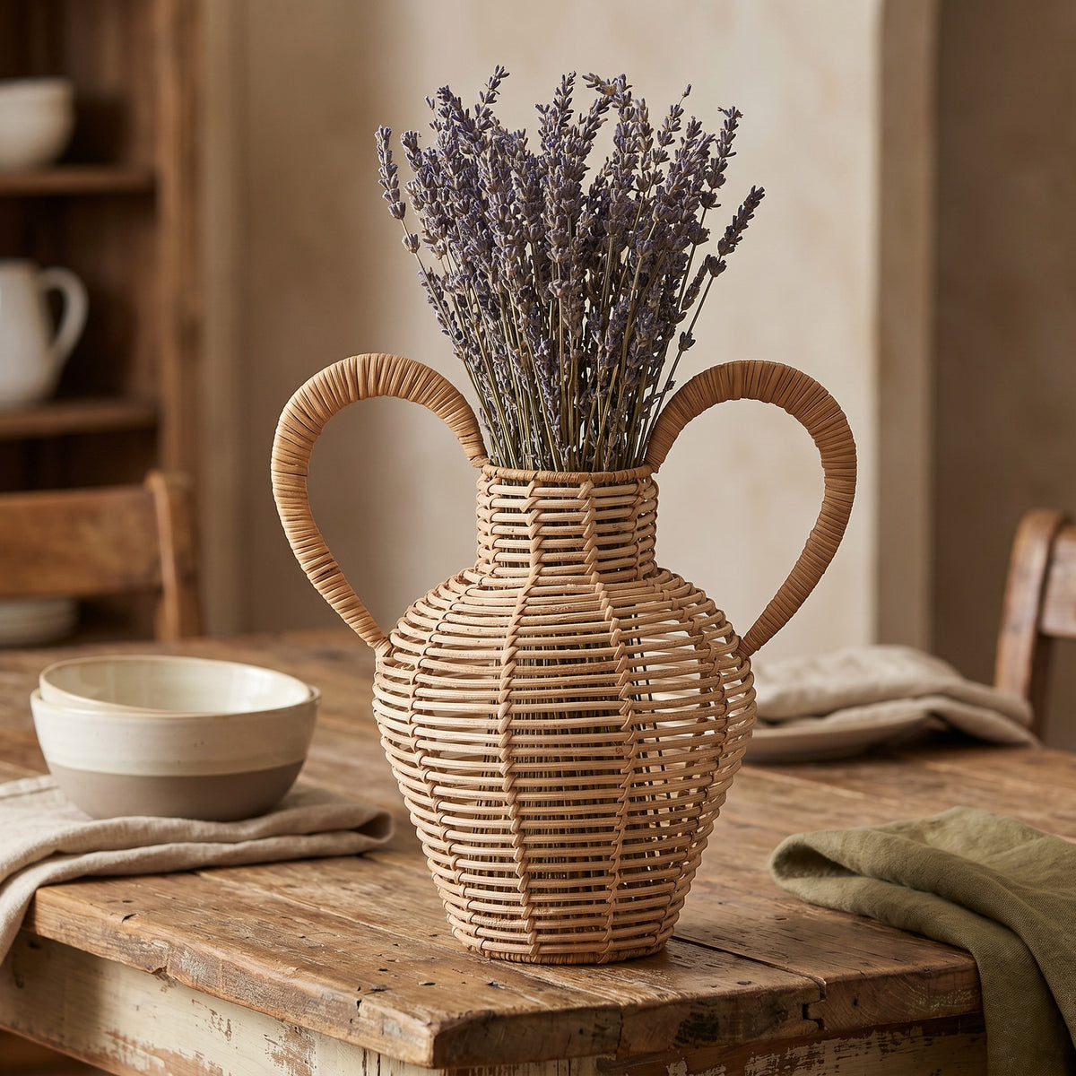Dekorative Vase aus geflochtenem Naturmaterial Brehn