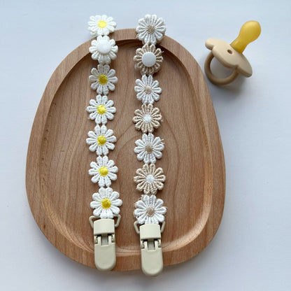 Handgefertigter Blumen Spitze Schnullerhalter Lanyard mit Sicherheitsdruckknopfclip