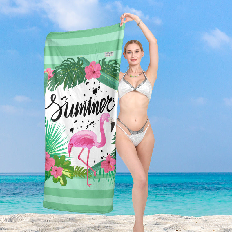 Strandtuch mit exquisitem Flamingo-Motiv und Sonnenuntergang-Design Brehn