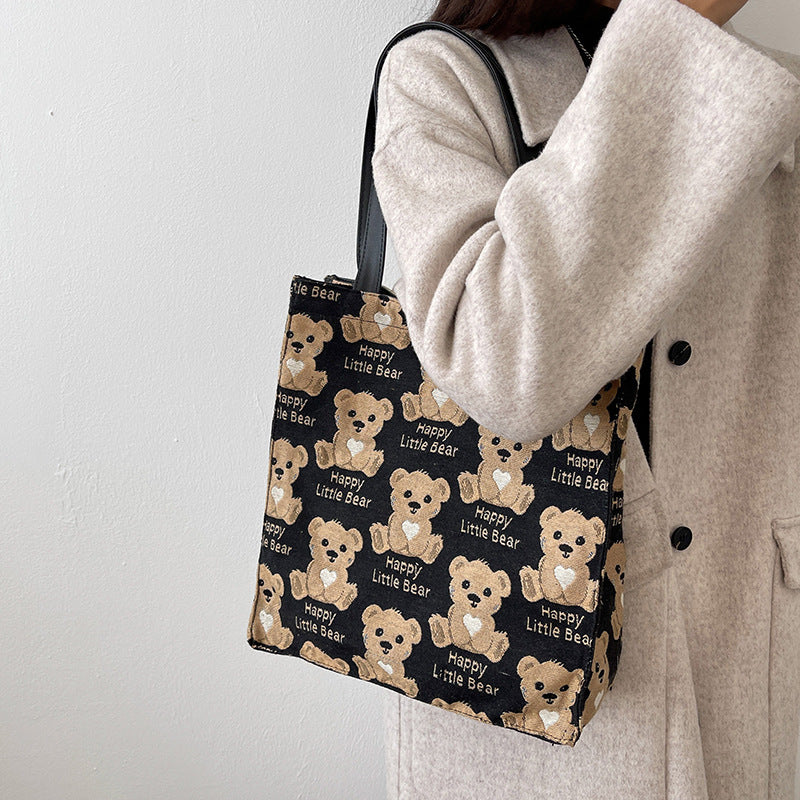 Niedliche Bären-Print-Canvas-Tasche