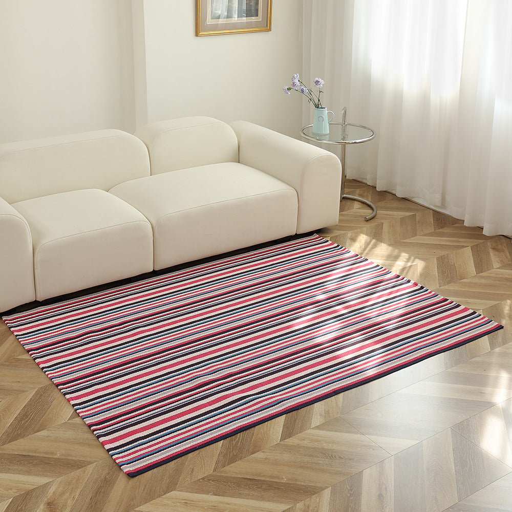 Gestreifter Flachgewebe-Teppich für Wohnzimmer mit niedrigem Flor und modernem Streifenmuster Brehn