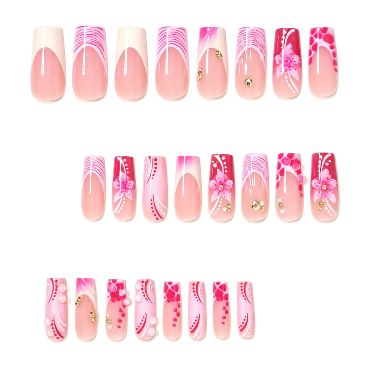 Künstlerisch dekoriertes Press-On-Nagelset Brehn
