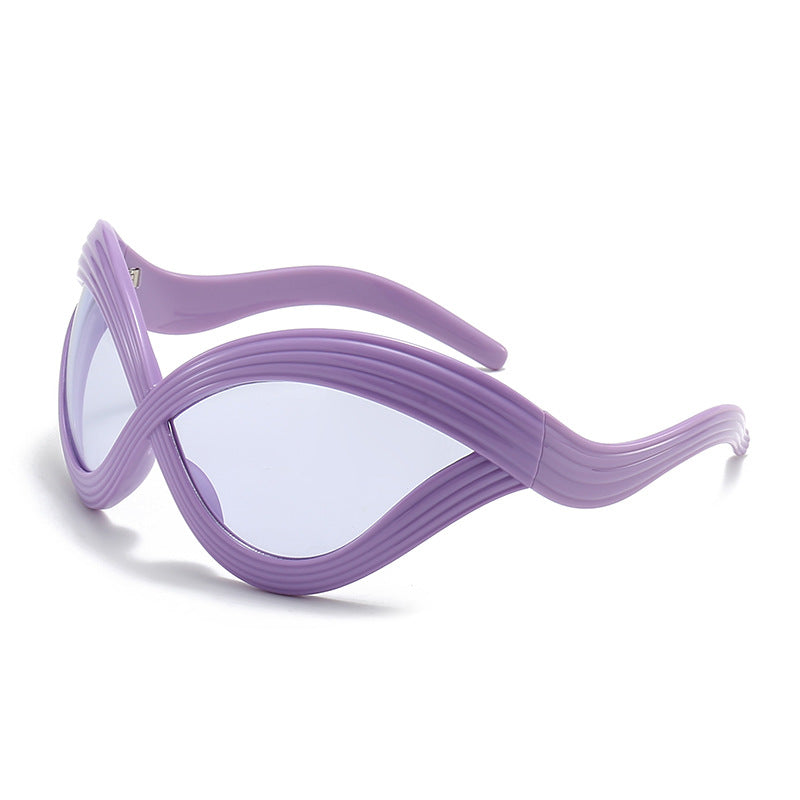 Damen außergewöhnliche Sonnenbrille mit geschwungenem Design Brehn
