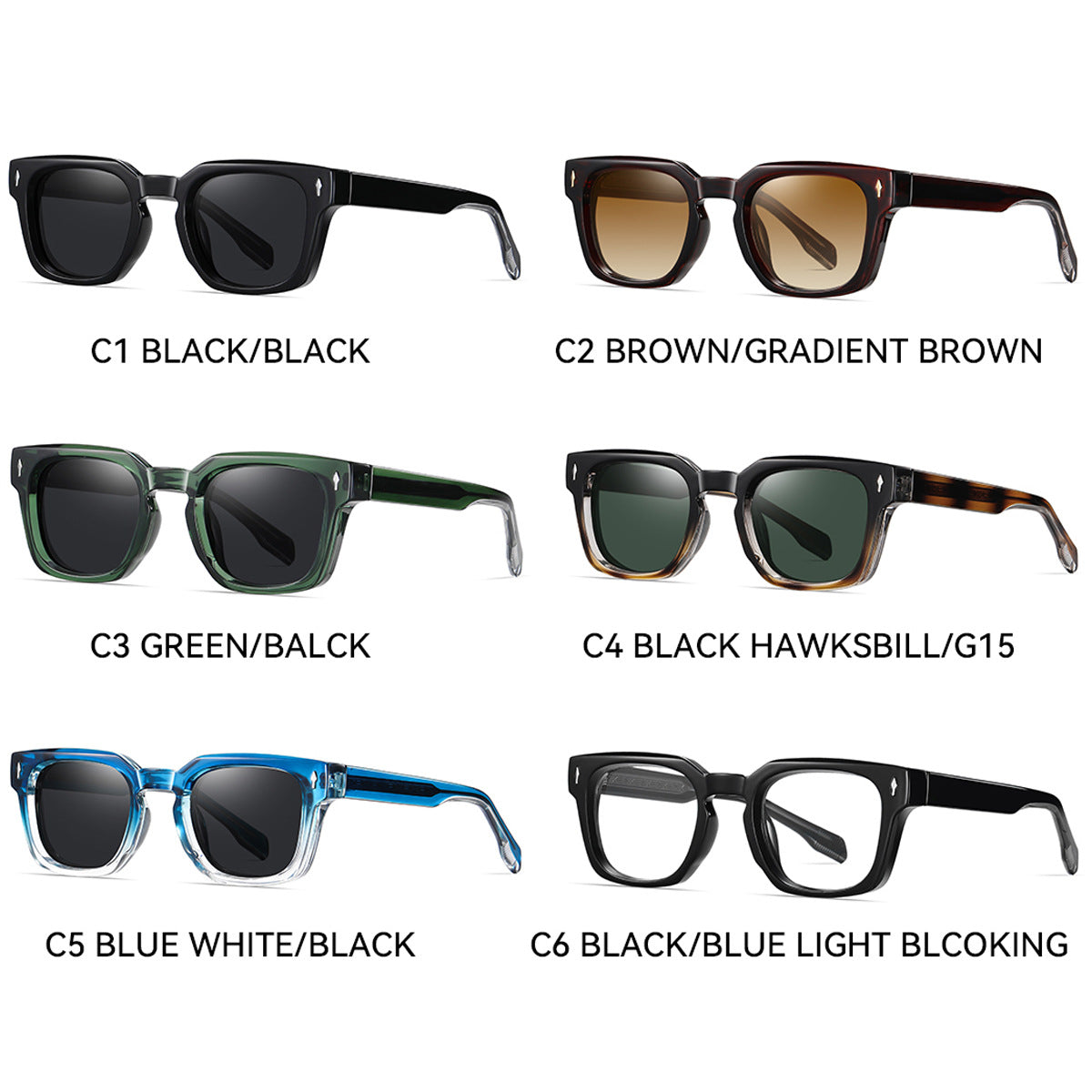 Damen modische Sonnenbrille mit quadratischem Rahmen und verlaufenden Gläsern Brehn