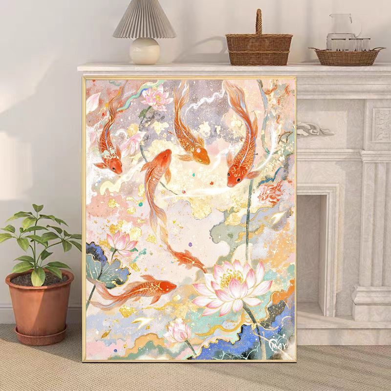 Künstlerische Koi-Fisch-Leinwand Wandkunst Brehn