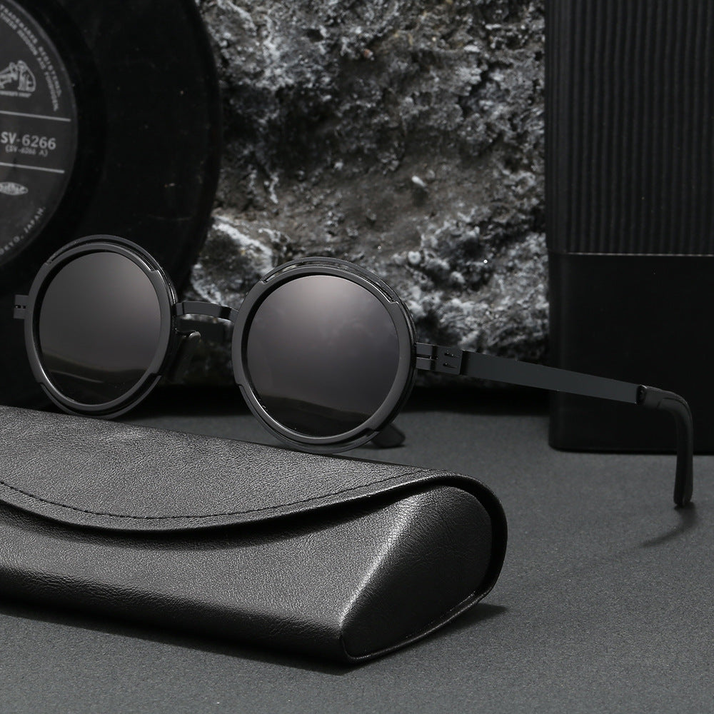Damen modische runde Sonnenbrille mit elegantem Metallrahmen Brehn