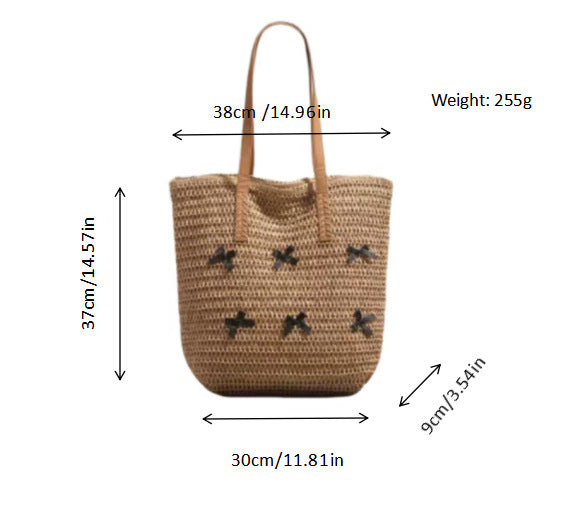Geflochtene Basttasche mit Dekorativem Schleifendesign Brehn