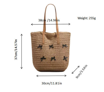 Geflochtene Basttasche mit Dekorativem Schleifendesign Brehn