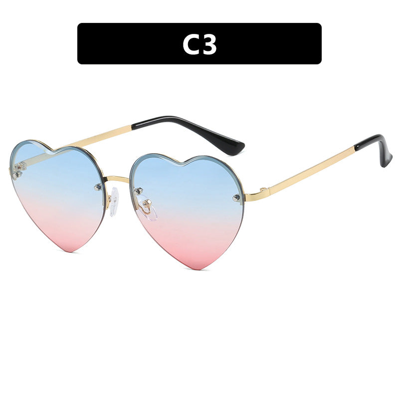 Damen Herzförmige Sonnenbrille mit verspiegelten Gläsern und modischem Metallrahmen Brehn