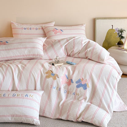 Gesteppt Baumwollsatin Tumble Kitten Druck Komforter und Kissenbezug Set