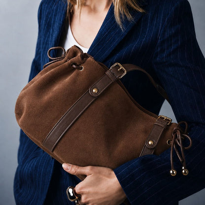 Strukturierte Wildleder-Handtasche