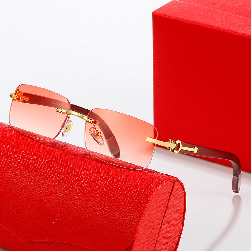 Damen modische Halbrahmen-Sonnenbrille mit luxuriösem Metall- und Kunststoffrahmen Brehn