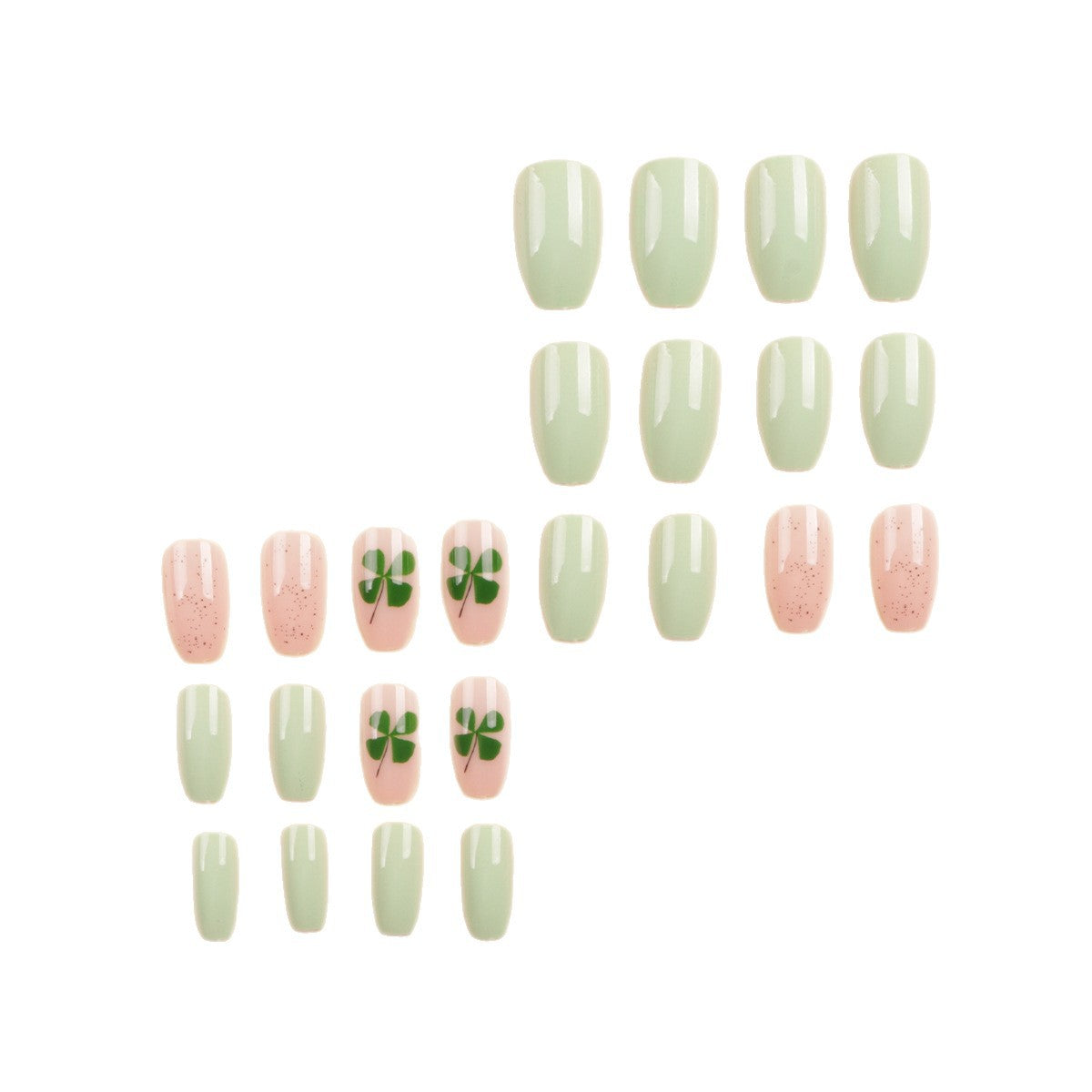 Dekoratives Press-On Nagelkunstset mit Kleeblatt-Design Brehn