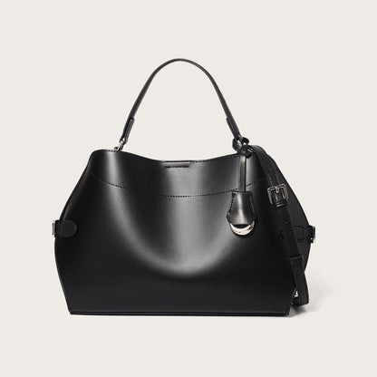 Strukturiert Glattes Leder Top-Handle Tote Bag mit Silber Hardware